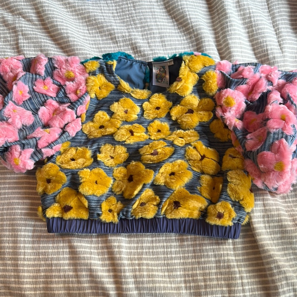 Queen of Sparkles Fur Floral Top
